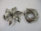 Two Silver Tone Pins/Brooches, leaf marked 925S (12.8 g), 3 oz