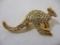 Rhinestone Encrusted Gold Tone Kangaroo Pin, 1 oz