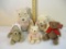 Five Plush Bears including 3 Baby Pooh Bear (Walt Disney), Lenox, and Gund, 1 lb 11 oz