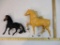 Two Horses including Dallas (Barbie Horse, 1980 Mattel) and flocked black horse, see pictures for