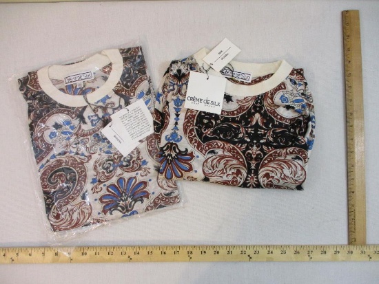 Two XL Creme De Silk Riviera 100% Silk Shirts, 1 in plastic, 10 oz