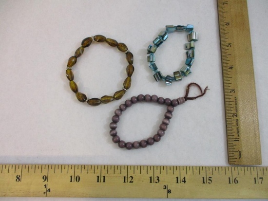 Three Beaded Stretch Bracelets, 2 oz