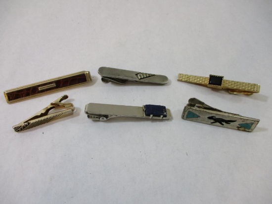 Six Men's Tie Clips from Anson, Swank and more including onyx and lapis lazuli, 4 oz