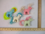 Four Vintage Small My Little Pony Figures with Closing Eyes, 1986 Hasbro, 7 oz