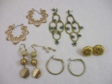 Six Pairs of Gold Tone Pierced Earrings, 2 oz