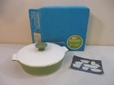 Vintage Corning Ware Avocado Round 1 Qt Covered Saucepan/Casserole Dish with Lid, P-701, in original