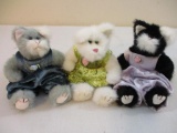 Three Vintage TY Attic Treasures Plush Kittens, posable, see pictures (no hang tags), 9 oz