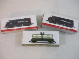 Three Southern Pacific High Speed N Scale Train Cars including 2 Diesel Locomotives 9725 and Tank