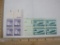 Two Blocks of 4 US Postage Stamps including 1957 3-cent International Naval Review (Scott #1091) and