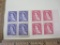 Two Blocks of 4 Canadian 3-cent and 4-cent Postage Stamps