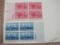 Two Blocks of 4 US Postage Stamps including 1952 3-cent Betsy Ross (Scott #1004) and 3-cent Women in