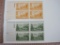 Two Blocks of 4 3-cent US Postage Stamps including California Statehood Centennial (Scott #997) and