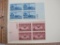 Two Blocks of 4 3-cent US Postage Stamps including 1951 3-cent American Chemical Society (Scott