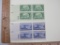 Two Blocks of 4 3-cent US Postage Stamps including 1950 American Bankers Association (Scott #987)