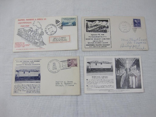 First Day Covers including 1948 First Transcontinental trip North Coast Limited, 1949 Hartford