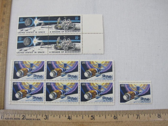 US Space Postage Stamps including Block of 4 United States in Space 8-cent (Scott #1434-5) and Block