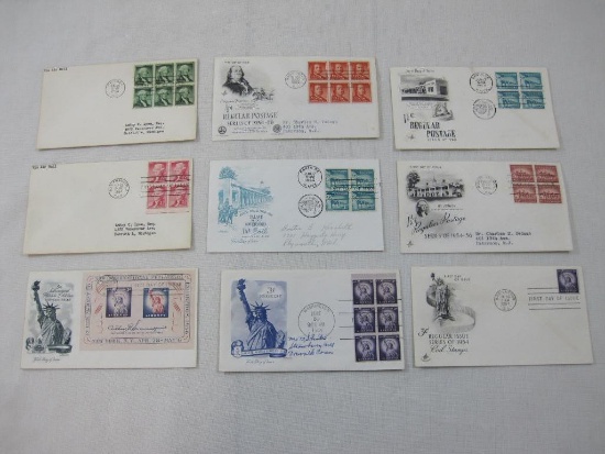 First Day Covers including 1960 Palace of the Govenors New Mexico, 1955 Benjamin Franklin, 1956 MT.