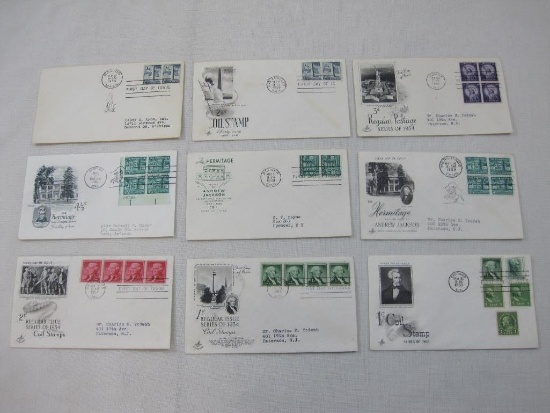 First Day Covers including The Hermitage Home of Andrew Jackson, 1959 Bunker Hill Monument, 1954