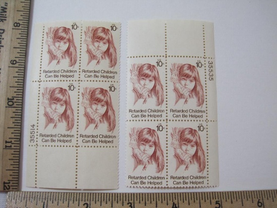 Two Blocks of Four 10 Cent Retarded Children Can Be Helped U.S. Postage Stamps Scott #1549