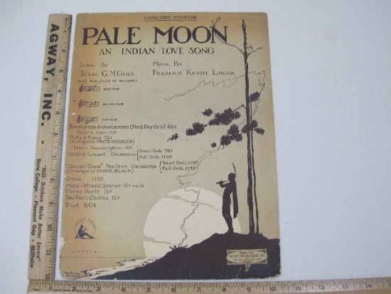 Vintage Pale Moon an Indian Love Song Music by Frederic Knight Logan