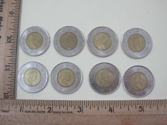 8 Canada 2-Dollar Coins, 1990s
