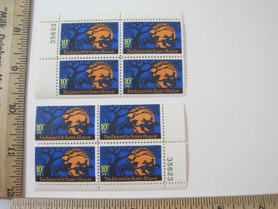 Two Blocks of Four 10 Cent The Legend of Sleepy Hollow U.S. Postage Stamps Scott #1548