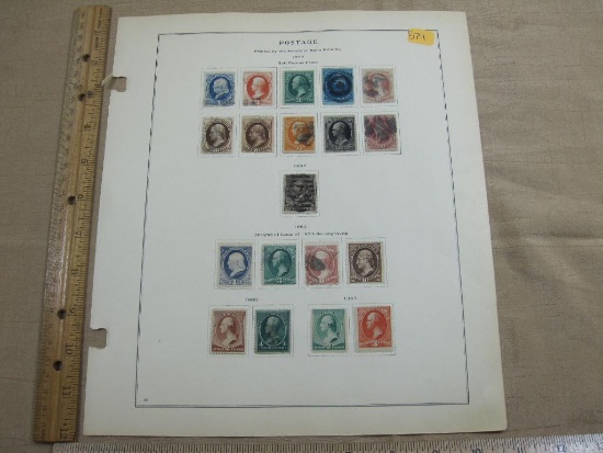 Nineteen US Poatge Stamps from 1879-1887 including 5 Cent, 15 Cent, 30 Cents, 90 Cents, Four Cents