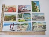 Nine Vintage Landscape themed U.S Post cards from Red Bank NJ, St.Petersburg Florida, Copake NY,