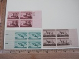 Three Blocks of 4 1956 Wildlife Conservation 3-cent US Postage Stamps including King Salmon (Scott