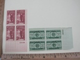 Two Blocks of 4 3-cent US Postage Stamps including 1955 Land Grant Colleges (Scott #1065) and
