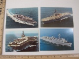 Four U.S. Naval Postc8ards includes U.S.S. Nimitz, U.S.S. Kitty Hawk and more