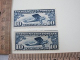 Two 10 Cent Lindbergh Air Mail United States Postage Stamps