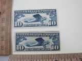 Two 10 Cent Lindbergh Air Mail United States Postage Stamps