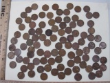 100 Wheat Pennies from 1940s-1950s