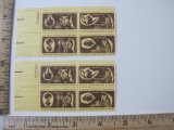 Two Blocks of Four 8 Cent Colonial American Craftsmen U.S. Postage Stamps Scott #1456-1459