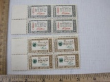 Two Blocks of 1960 American Credo 4-cent US Postage Stamps including Thomas Jefferson (Scott #1141)