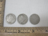 Three United States of America 5 Cent Coins from 1904, 1912 and Unmarked