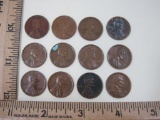Twelve 1958 Mint Marked D Wheat Pennies