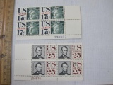 Two Blocks of 4 US Air Mail Stamps including 17-cent Statue of Liberty and 25-cent Abraham Lincoln