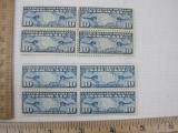 Two Blocks of Four 1926 10-cent Airmail Perf 11 US Stamps, Scott #C7