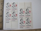 Two Blocks of Four 15 Cent Emily Bissell U.S. Postage Stamps Scott #1823