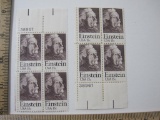Two Blocks of Four 15 Cent Albert Einstein U.S. Postage Stamps Scott #1774
