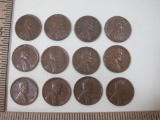 Twelve 1956 Wheat Pennies