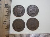 Four 1908 Indian Head Pennies