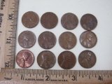 Twelve 1958 Wheat Pennies