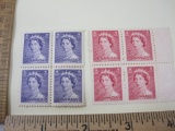 Two Blocks of 4 Canadian 3-cent and 4-cent Postage Stamps