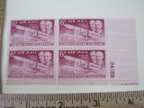 Block of 4 1949 6-cent Wright Brothers Air Mail US Postage Stamps, Scott #C45