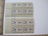 Two Blocks of Four 13 Cent Alexander Graham Bell Telephone Centennial U.S. Postage Stamps Scott