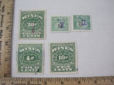 Five United States Internal Revenue Stamps