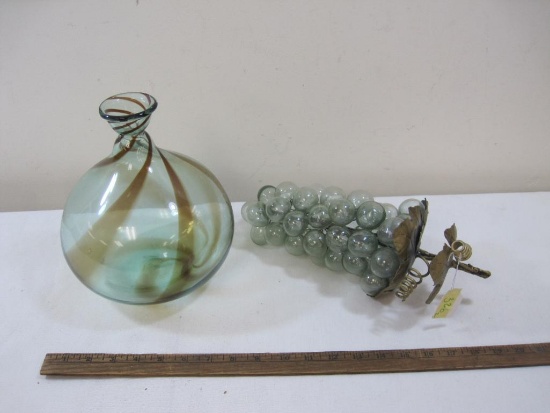 Glass Grapes Decoration and Glass Decanter